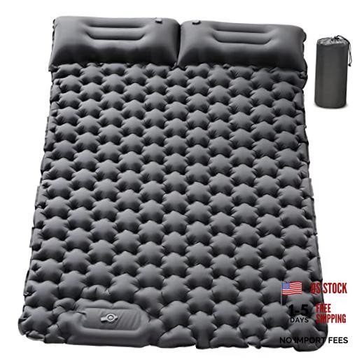 Double Sleeping Pad for Camping - 4" Extra Thick Self Inflating Air Grey-full
