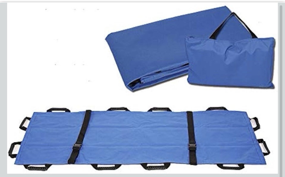 Patient Emergency Medical Portable Soft Stretcher with Safety Belt, 1Pack Blue