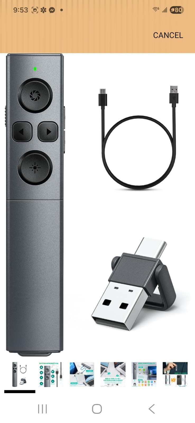 2 in 1 USB Type C Presentation Clicker, Rechargeable Presentation Clicker...