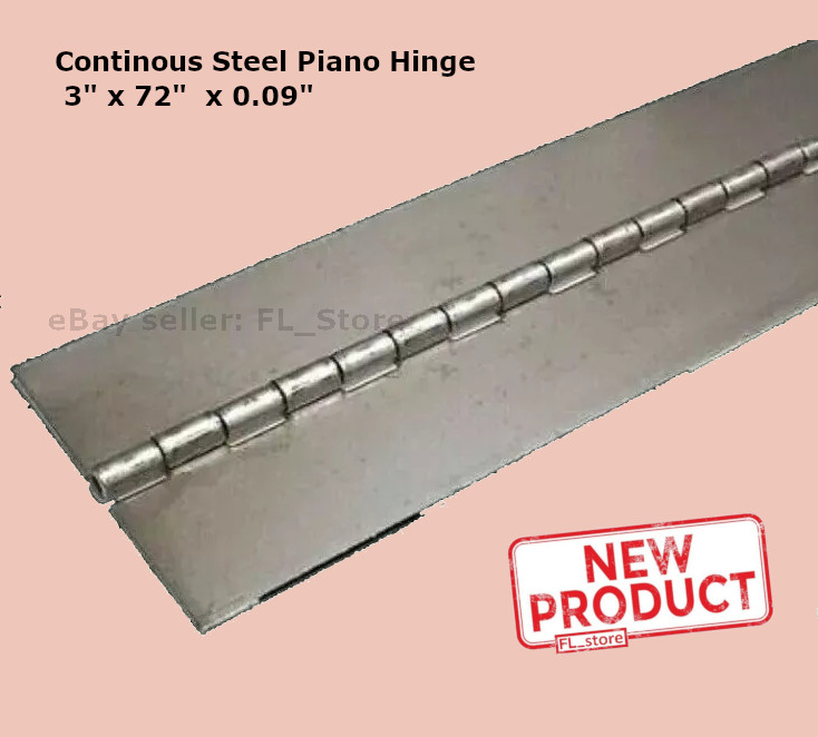 Weldable Piano Hinge 3" x 72 Inch No Holes Steel Finish 0.09" Continuous NEW