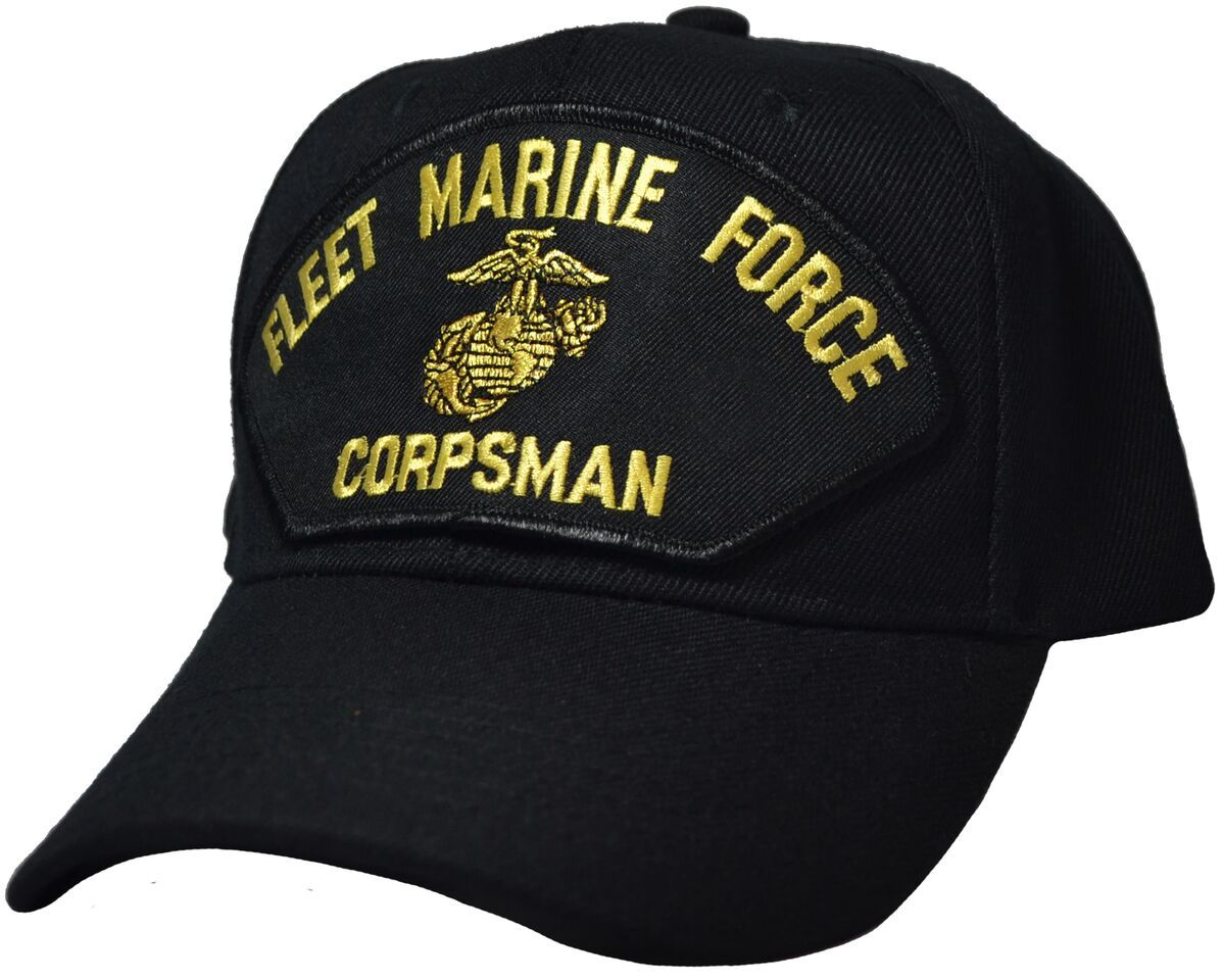 FLEET MARINE FORCE MARINE CORPS CORPSMAN EGA LOGO MILITARY HAT CAP