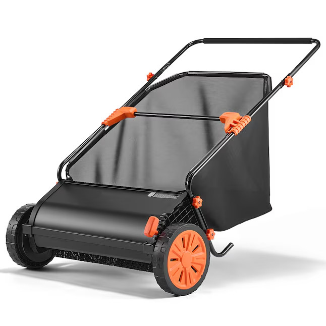 VEVOR 26" Push Lawn Sweeper w/ 7 cu.ft Hopper & Adjustable Brushes