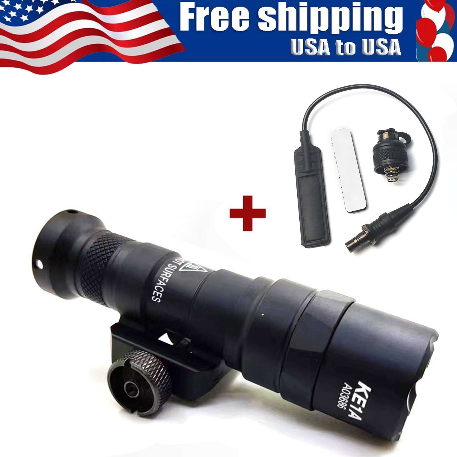 M300B Tactical Weapon Light LED Flashlight Picatinny Rail Mount w/ Remote Switch
