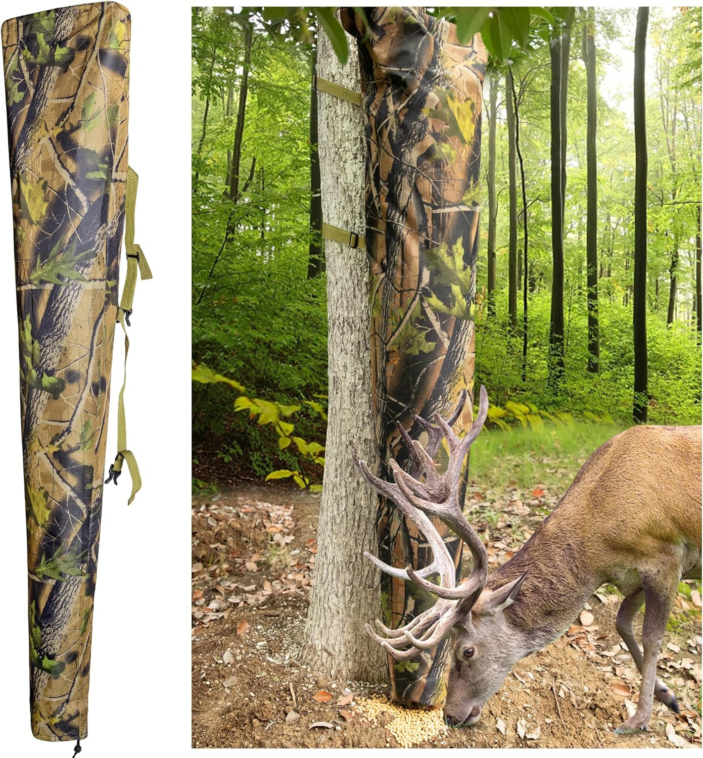 1 Pc/2 Pcs Adjustable Camo Feeders-100 Lb Tree Hugger Gravity Deer Feeder with A