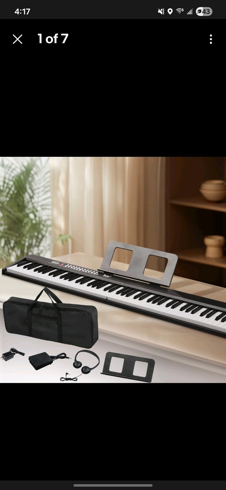 Glarry 88-Key Full Size Semi-Weighted Piano Foldable Keyboard + Bag + 2 Books