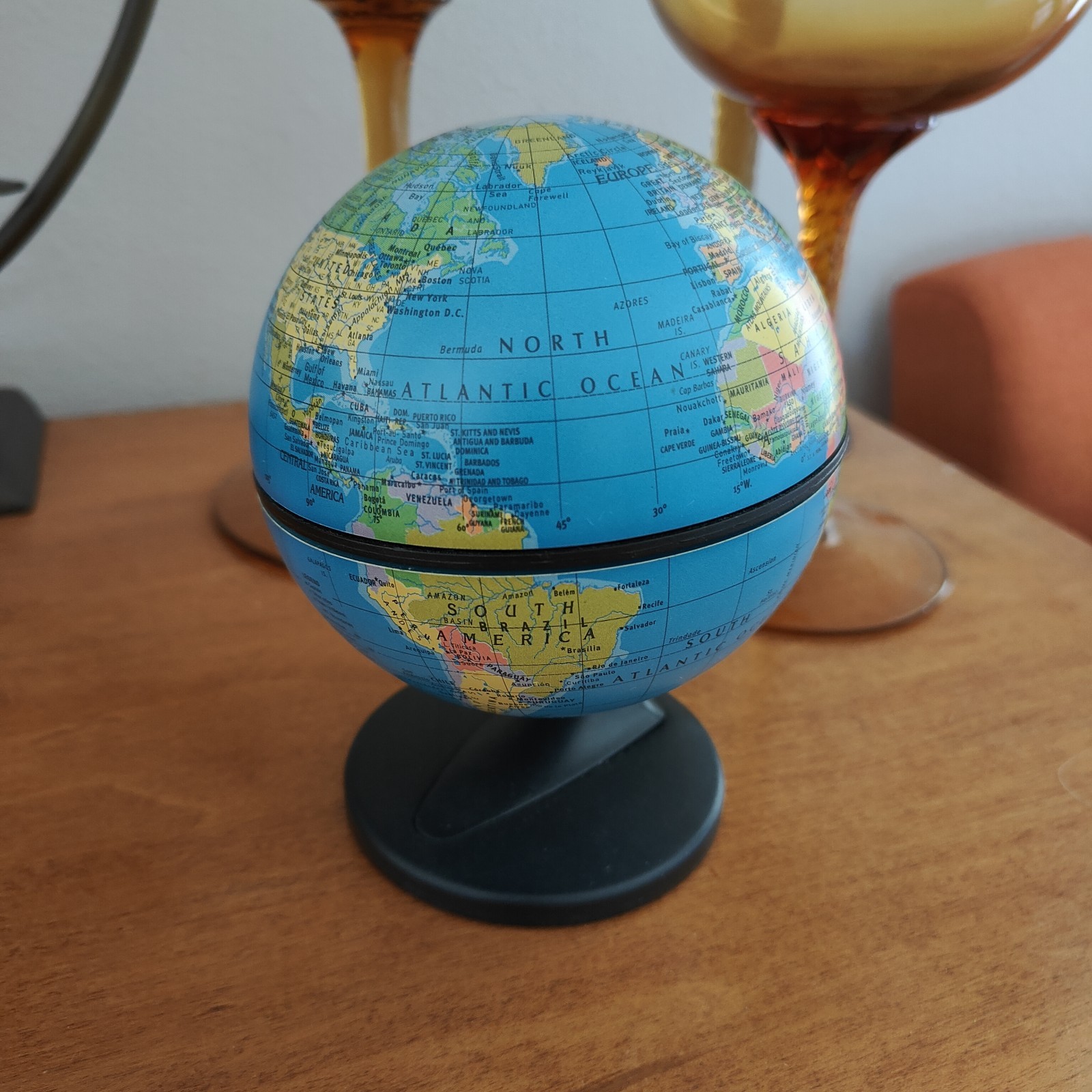 Replogle World Mini Globe 2001 Desktop 4" Diameter/5.5” Tall Dual Direction Spin