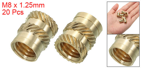 20pcs M8 Threaded Inserts Metric Knurled Nuts Brass Heat-Set Inserts
