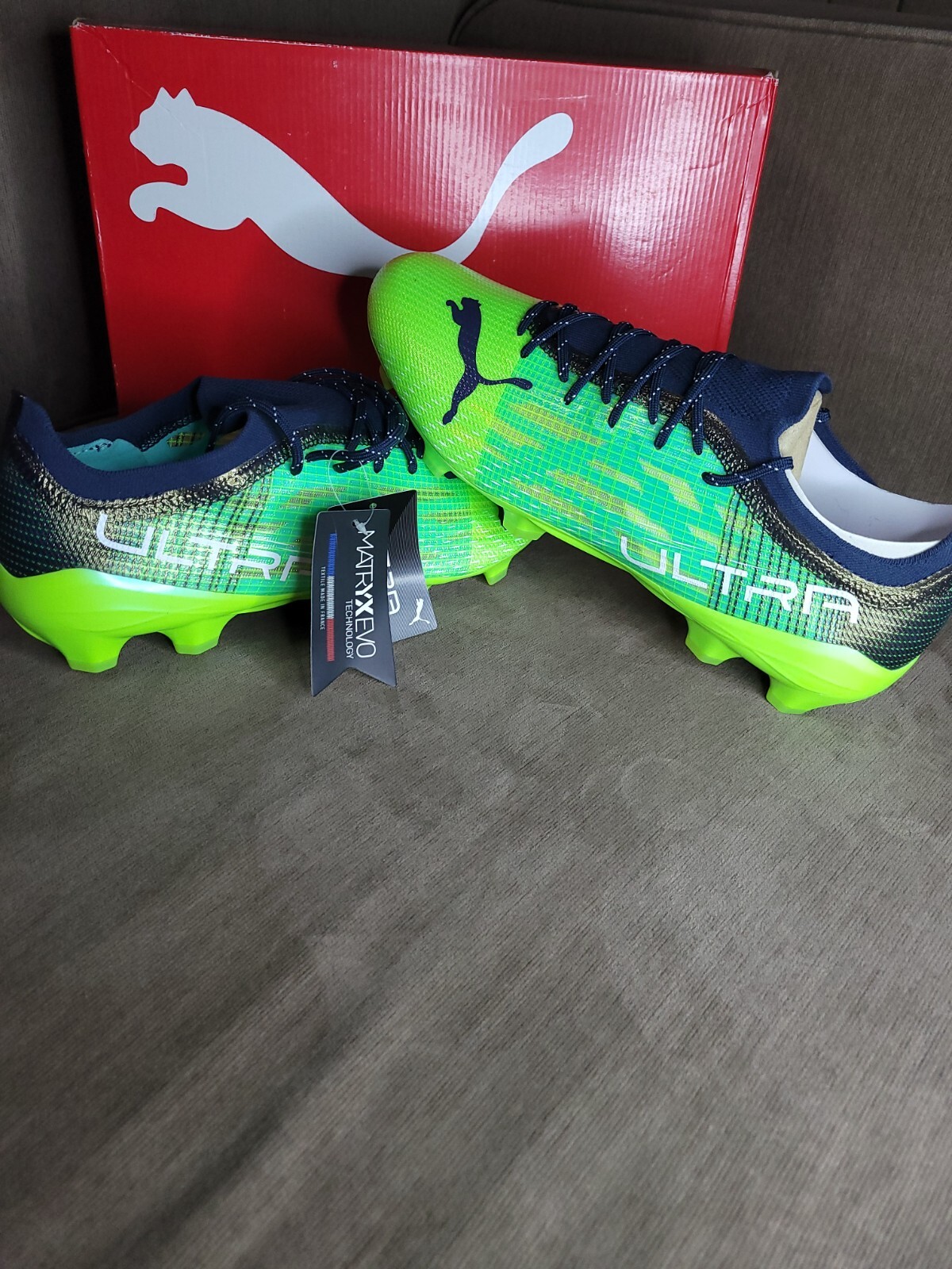 NIB Puma Ultra 1.3 Firm Ground Ag Mens 13 Green Blue Soccer Cleats 106477