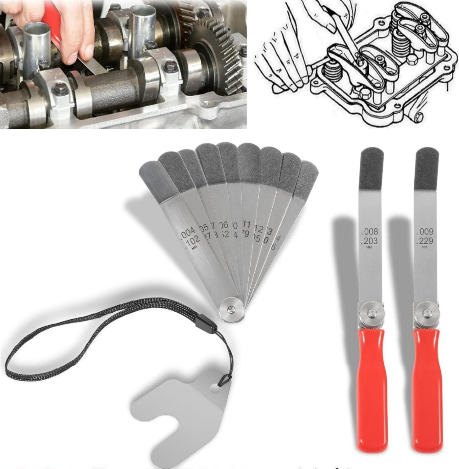 2124332 Engine Brake Feeler Gauge Tool A308 Offset Valve Tappet Gauge Set Handle