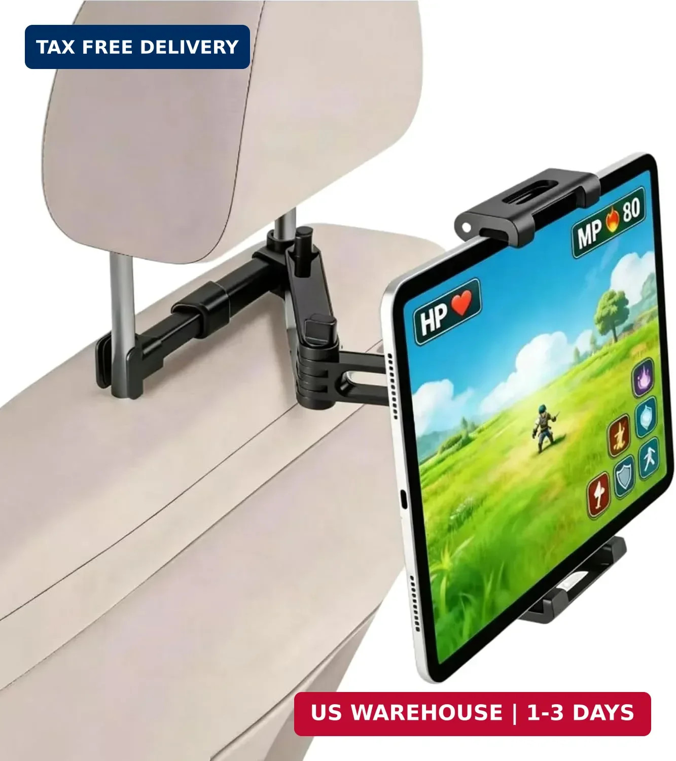 360Adjustable iPad Car Tablet Holder - Back Seat for Kids & Adults, Compatible w