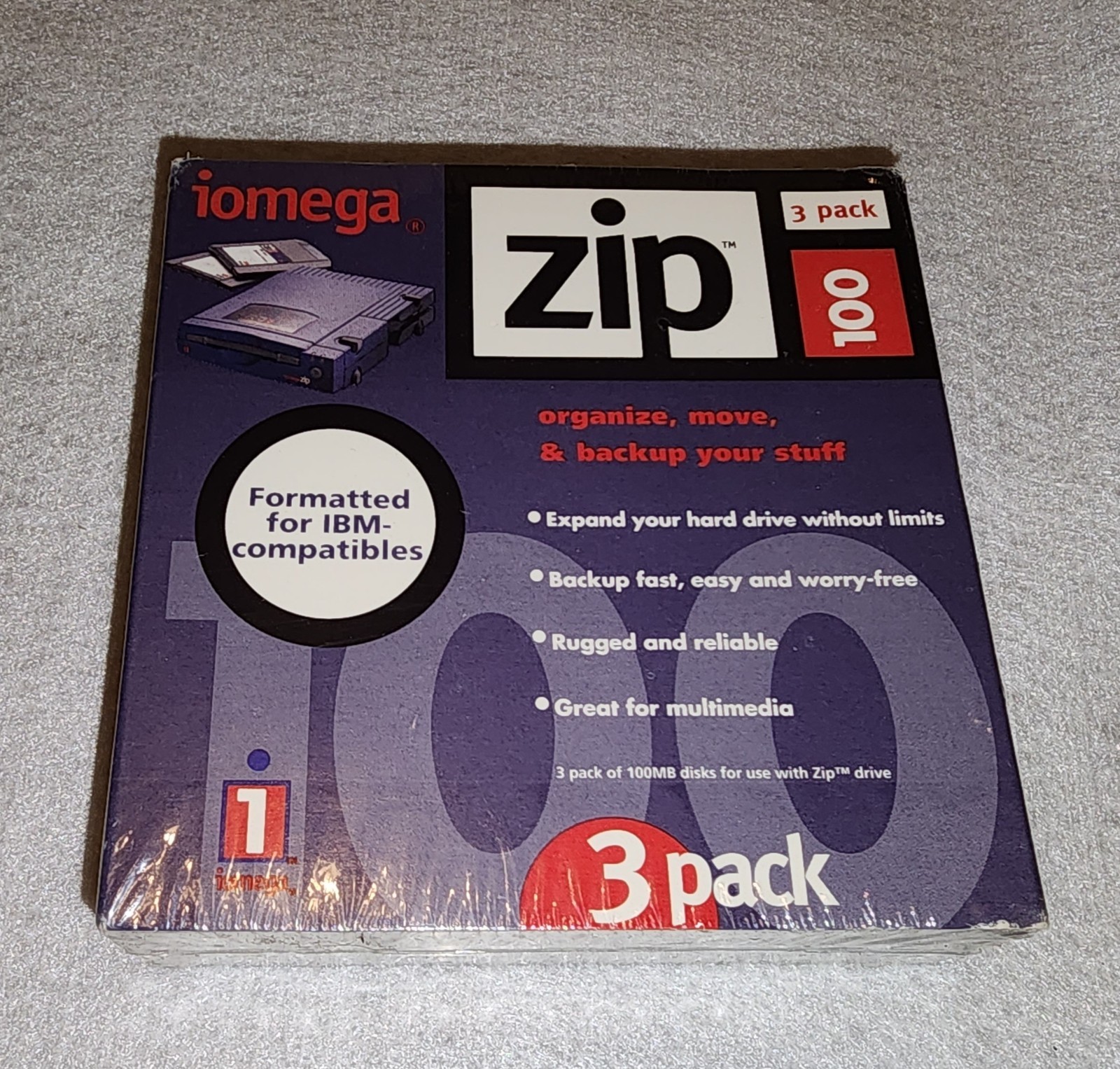 iomega Zip 100 Disk Formatted for IBM Compatibles with Case 100MB