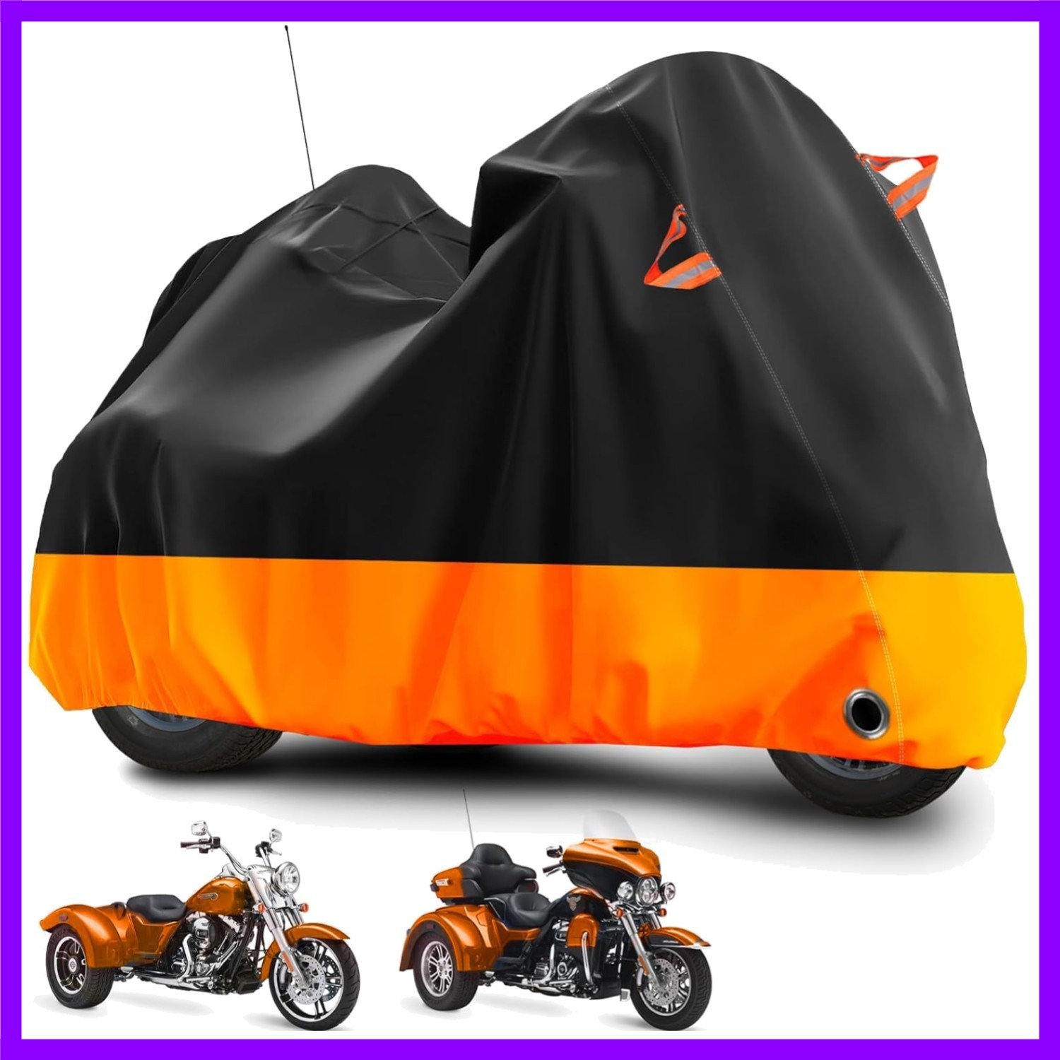 Trike Motorcycle Cover Waterproof Outdoor Fit Harley Honda Gold Wing 3 Wheel Bla