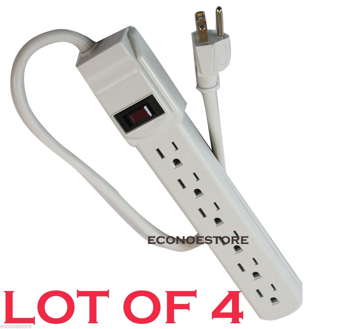 LOT OF 4 UL LISTED 6 Outlet Power Strip Surge Protector 1.6 ft 14/3 AWG