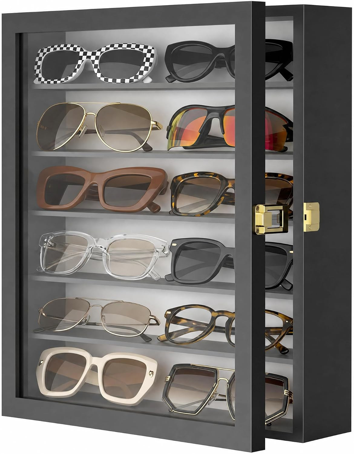Sunglasses Organizer Storage Wall Mounted: 13 X 15.6 Inches Eyewear Display Case