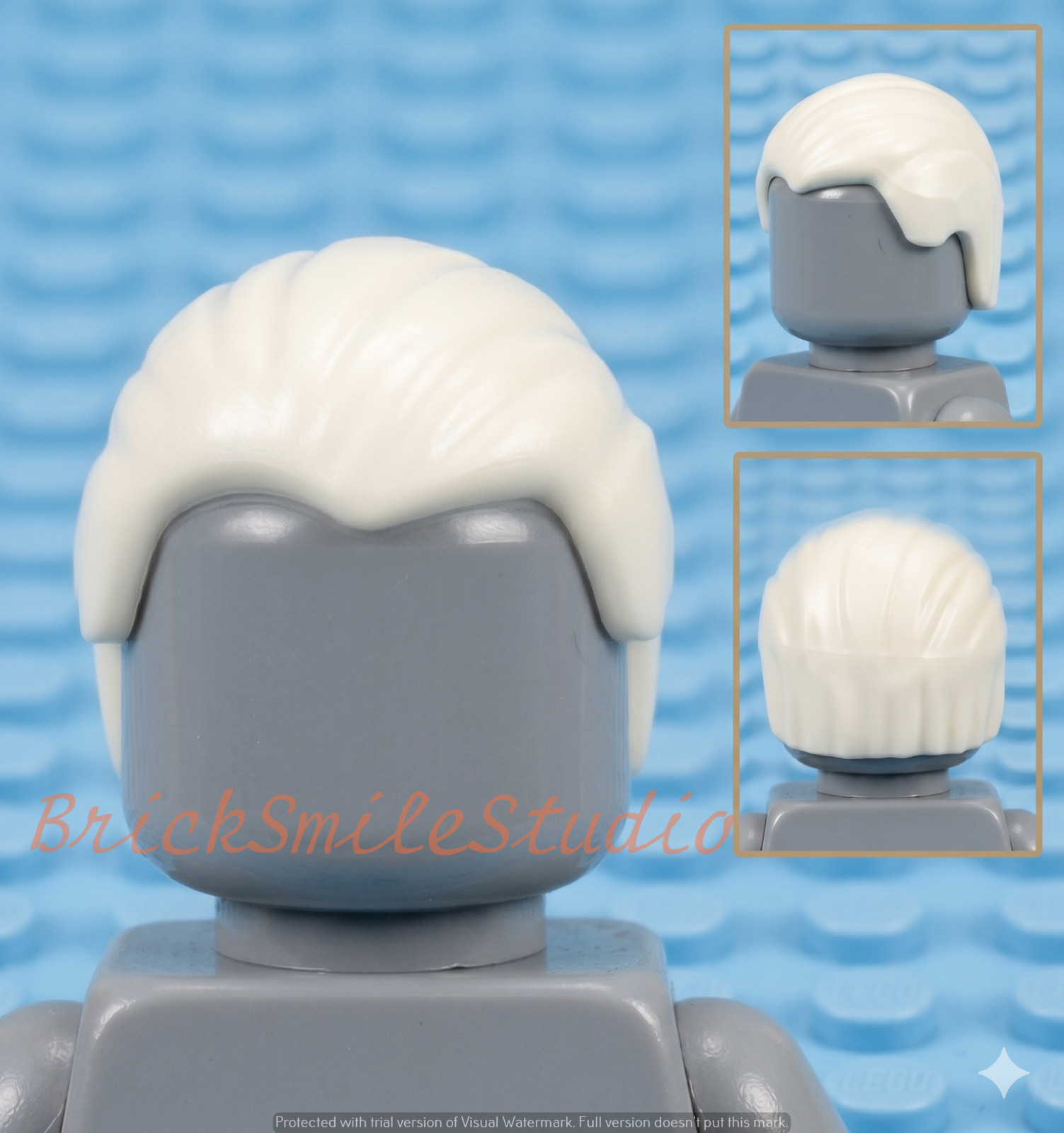 Lego Minifigure Hair Combed Front to Rear Star War Bruce Wayne  White H59