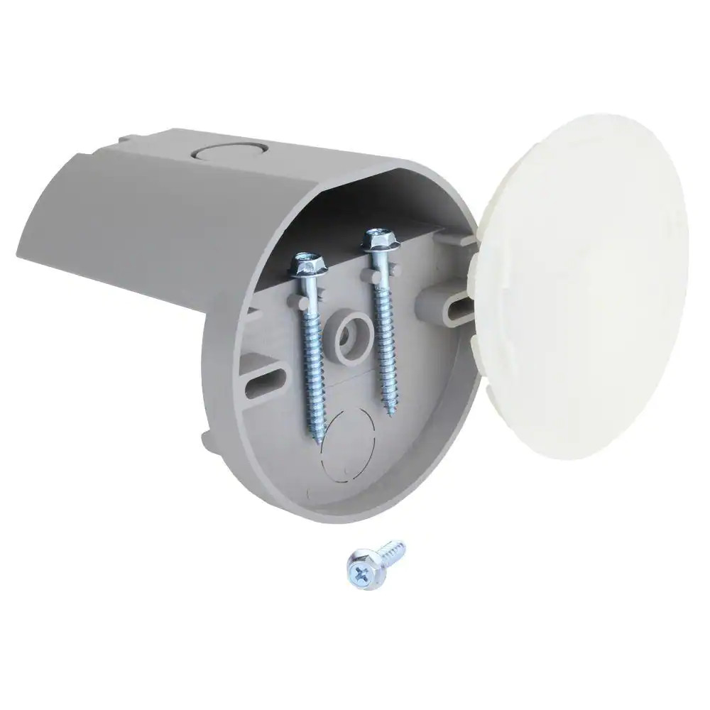 4 In. round 11.8 Cu. In. Non-Metallic Ceiling Fan/Light Fixture Side Mount Box w