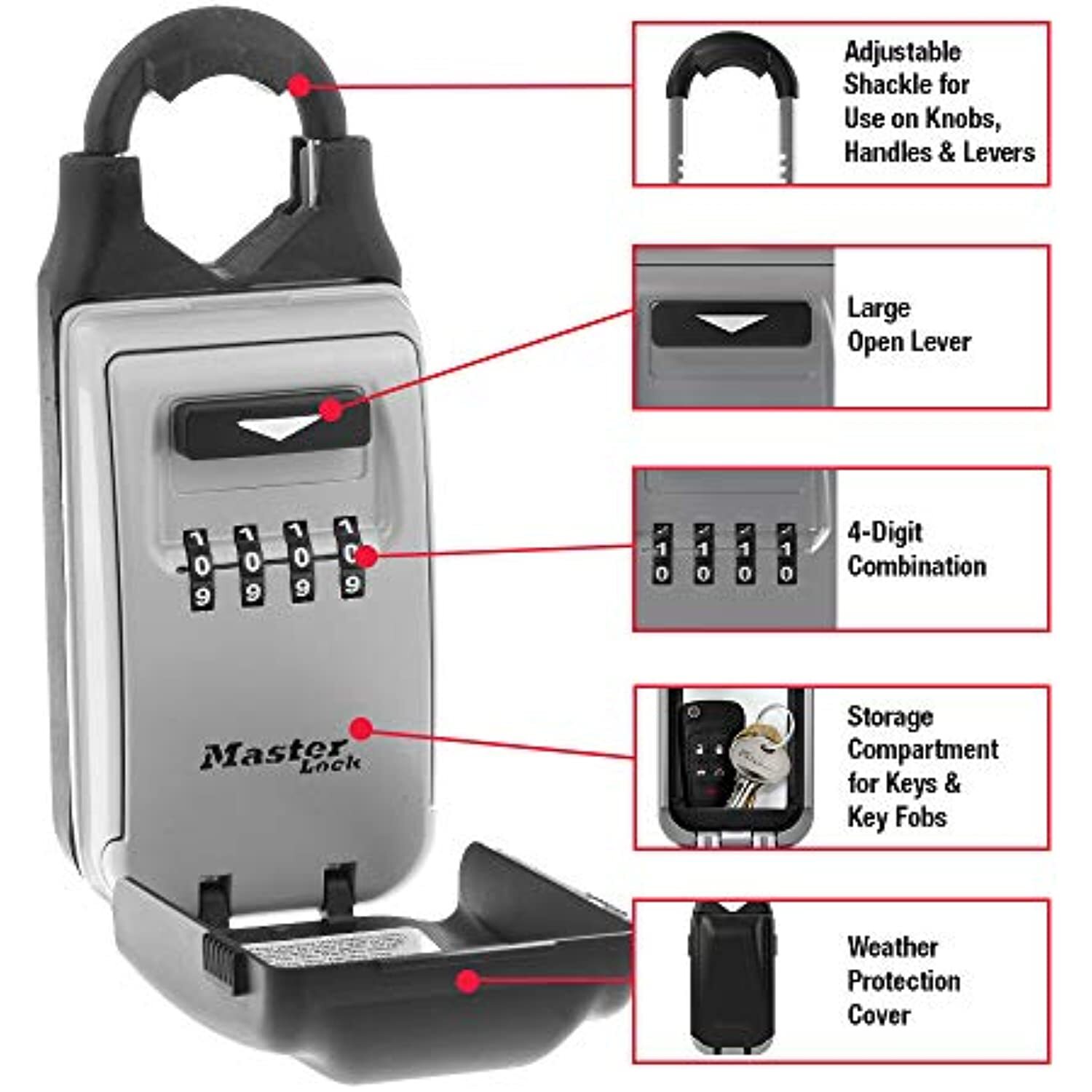 Master Lock 5420D Set Your Own Combination Portable Lock Box with Adjustable