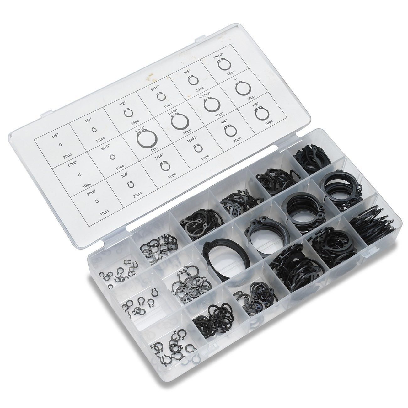 300pc Snap Ring Assortment Retaining Snap Hook Ring Assorted Kit