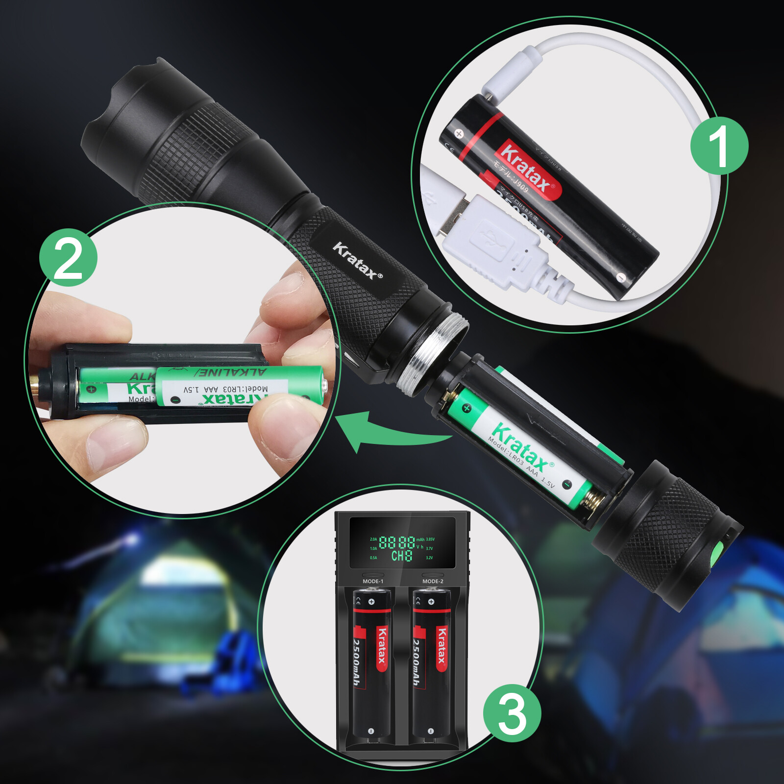 Small & Extremely 5.3oz Zoomable LED Tactical Handheld Flashlight with Batteries