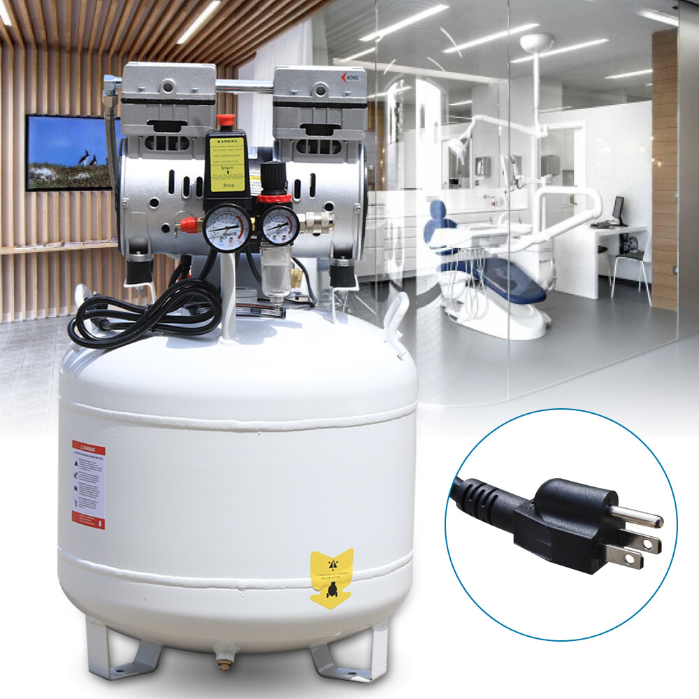 40Liter Portable Dental Air Compressor Oil Free Silent Air Pump 115PSI 110V/60HZ