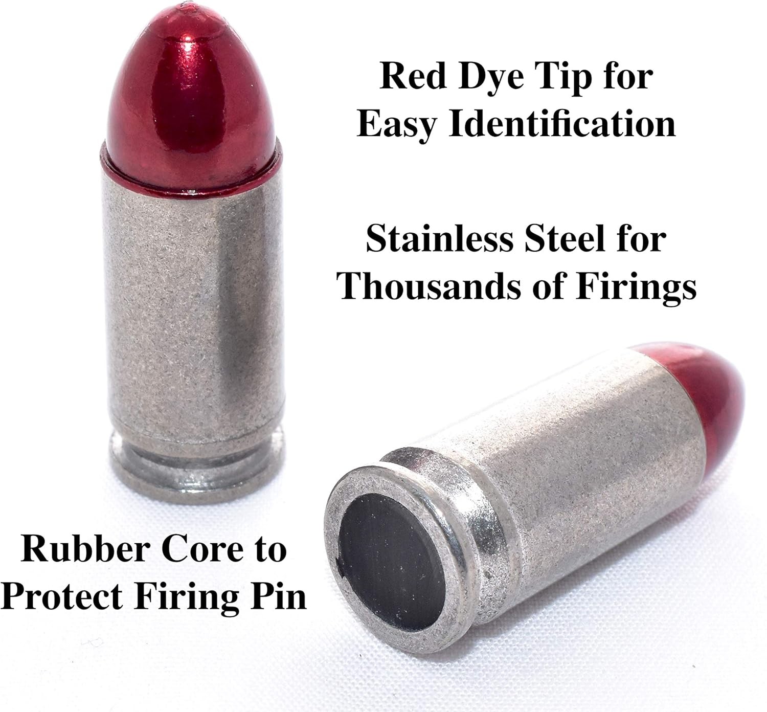 Steelworx 9mm Stainless Steel Snap Caps/Dry Fire Training Rounds 5x RED