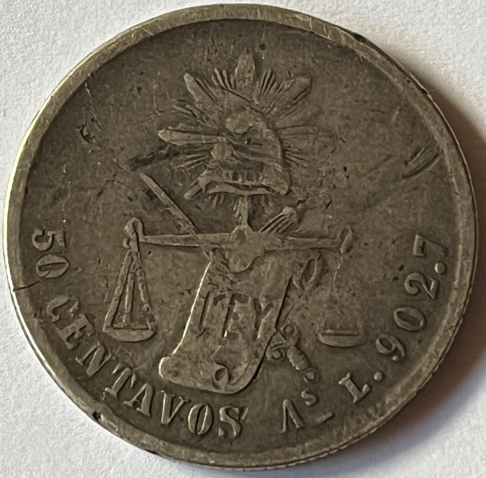 Rare Circulated 1880 As L Mexico Silver 50 Centavos