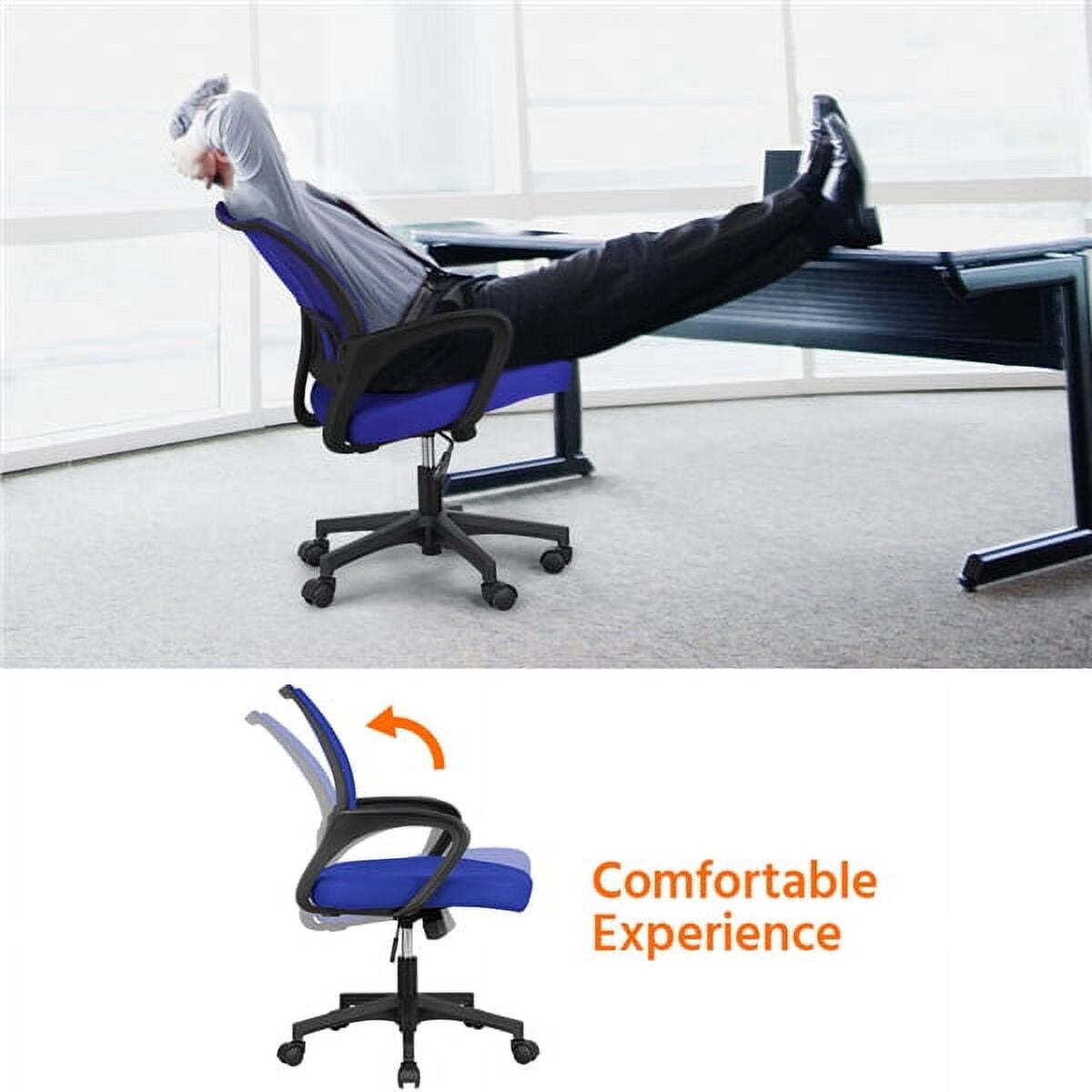 Rolling Task Chair Adjustable Mid Back Mesh Swivel Office Chair with Armrests