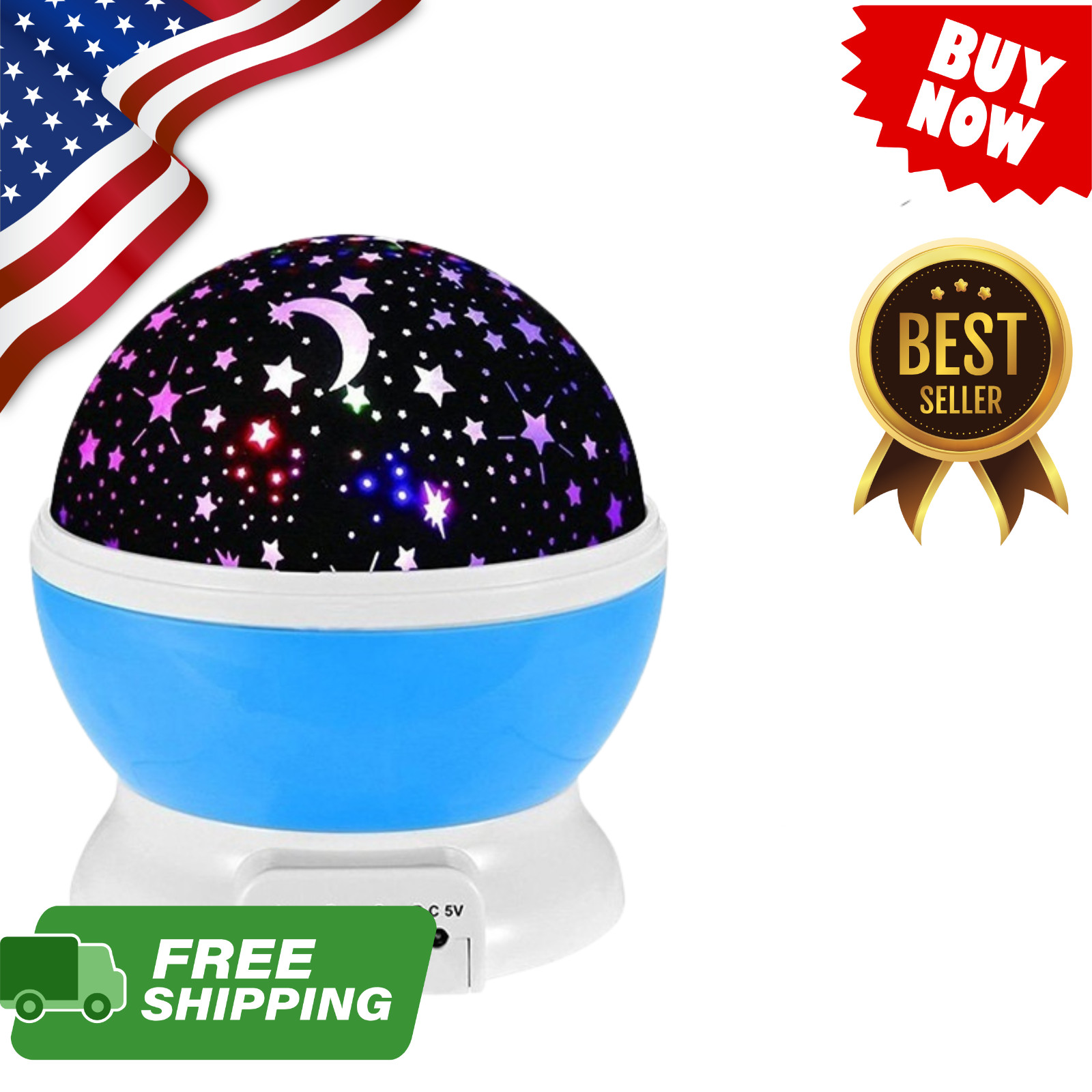 Share LED Starry Night Sky Projector Lamp Kids Gift Moon Star Light Rotating