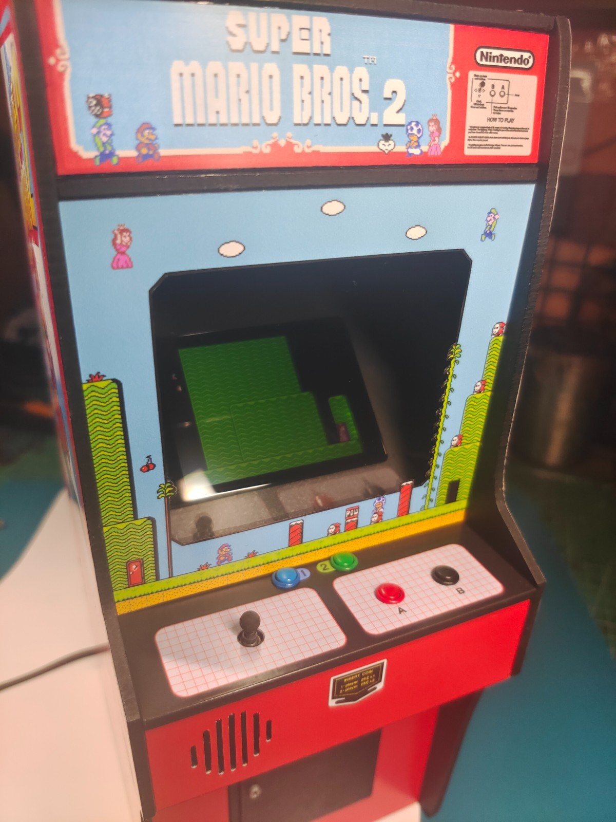 Super Mario Bros 2, 1/6 scale mini working arcade cabinet.