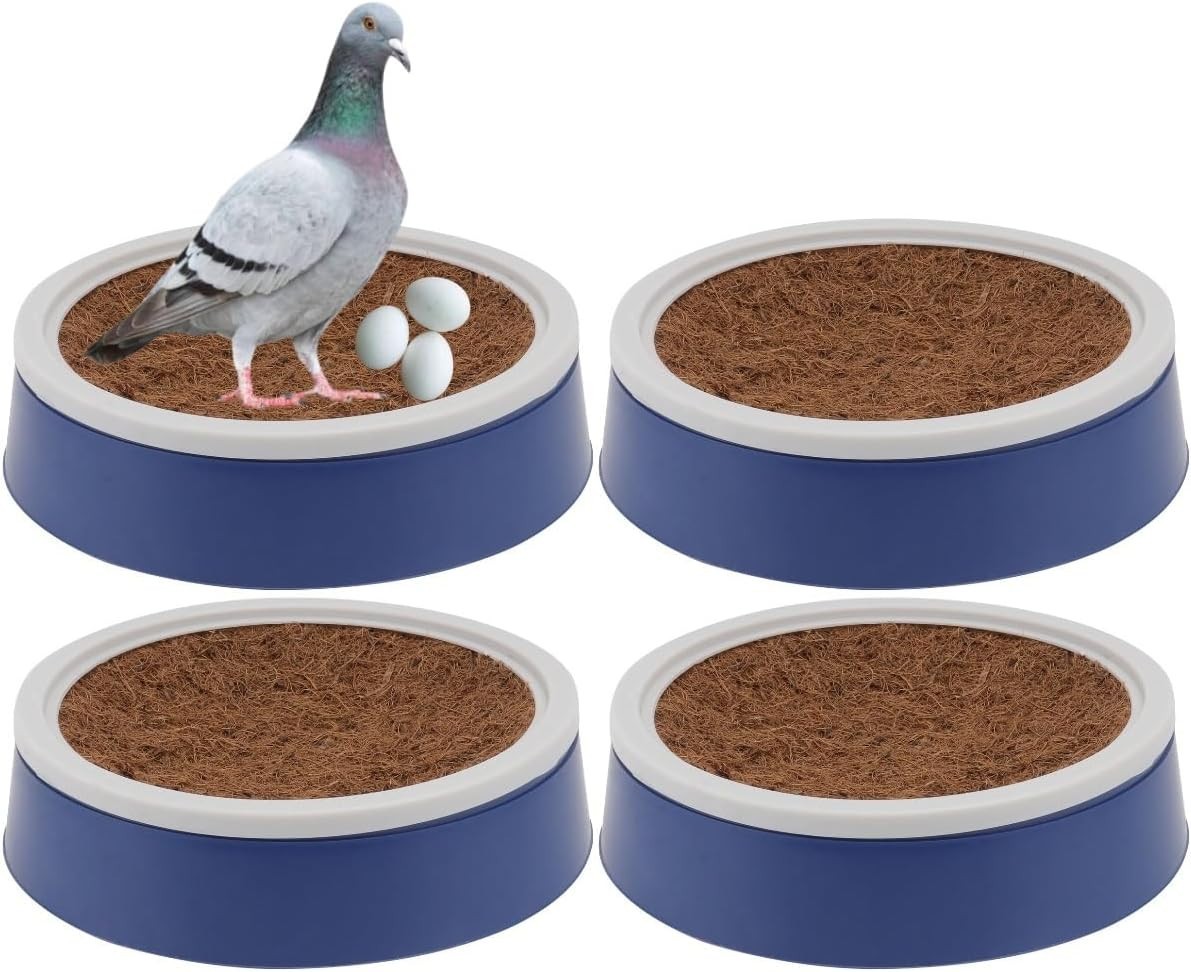 4 Sets Pigeon Nest Bowls & Coconut Palm Mats Plastic Bird Breeding Hatching Nest