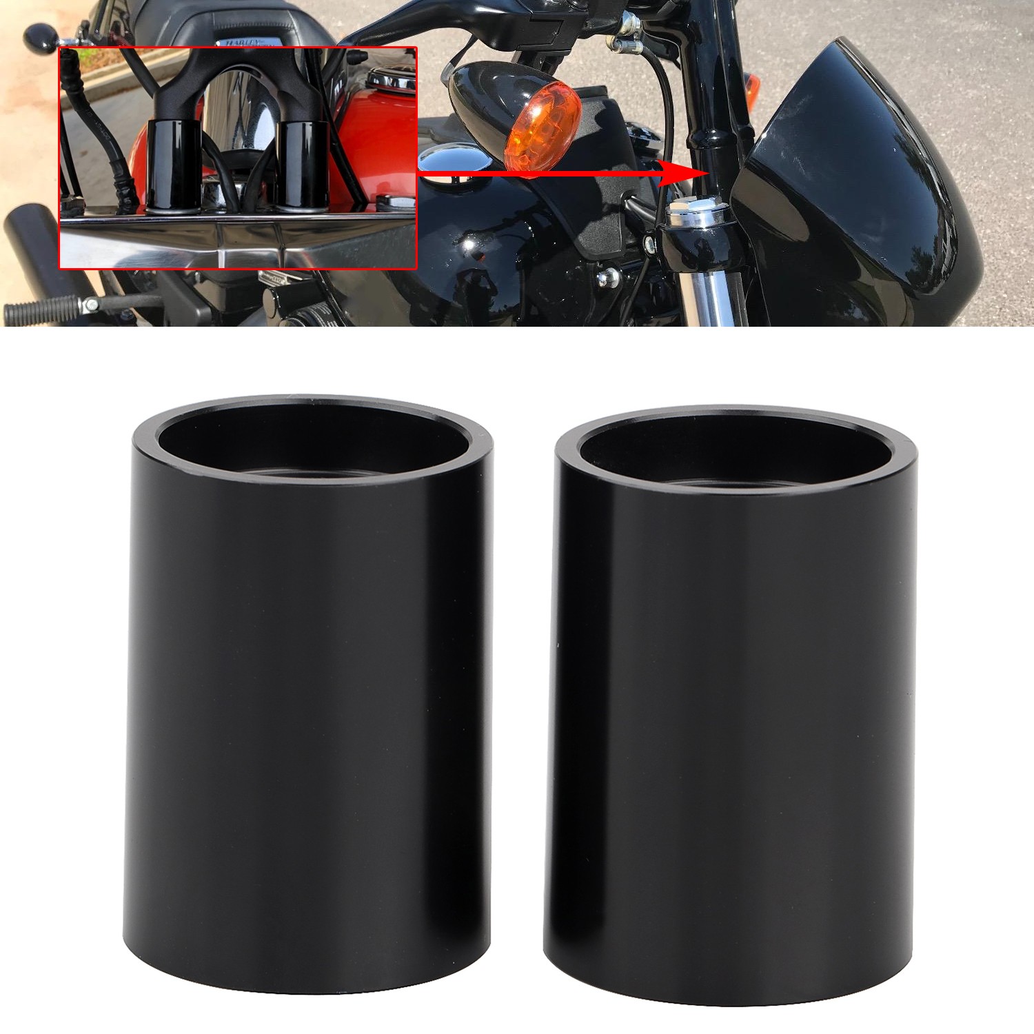 Aluminum 1.75" Black Riser Extensions For Harley Softail Dyna FXD 1" Handlebars