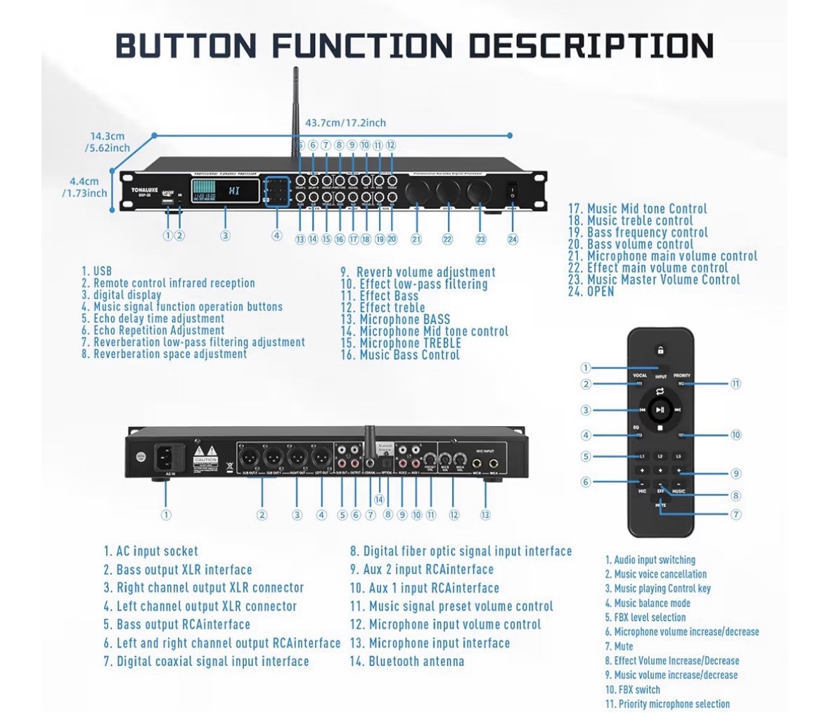 Karaoke Processor System, Digital PreStage Effector Vocal Preamp Mixer Equalizer