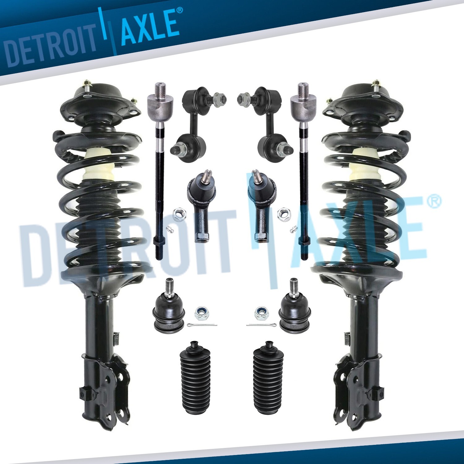 Front Struts w/ Coil Spring Sway Bars Tie Rods for 2000 - 2005 Hyundai Accent