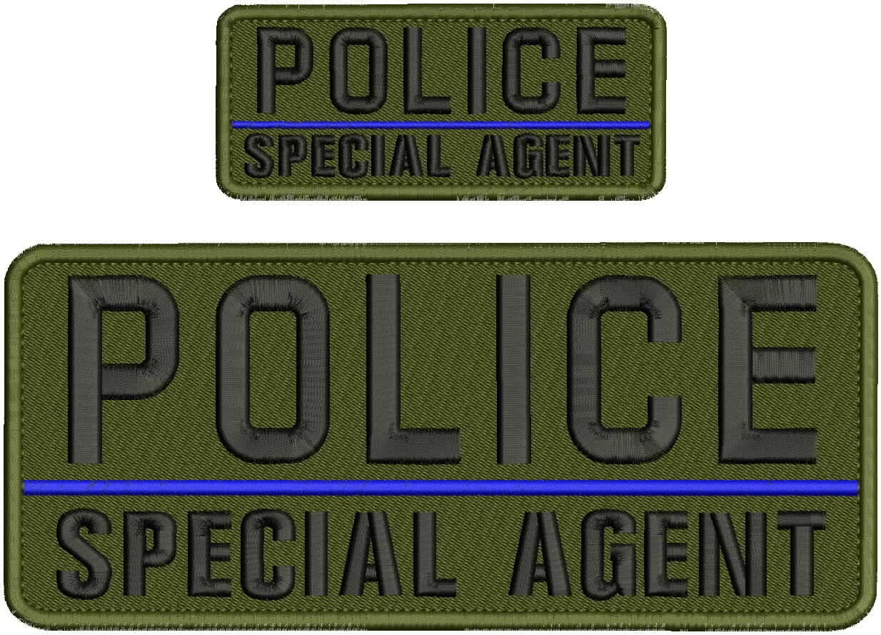 Collectible Embroidery Patch Police S Agent 10x4''And 5x2 hook on back  Black
