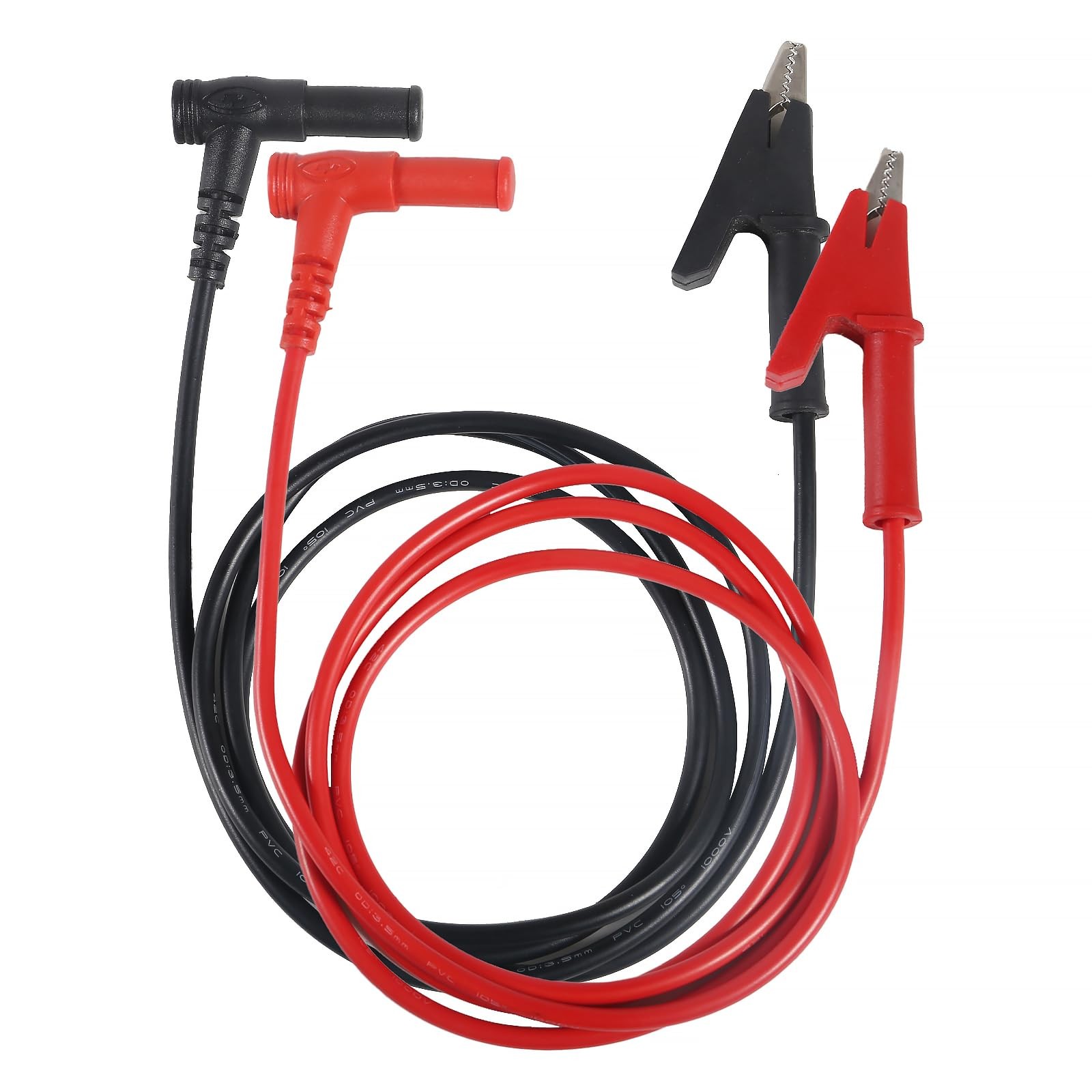 DIANN 2pcs Multimeter Test Leads Banana Plug Right Angle to Alligator Clips Soft