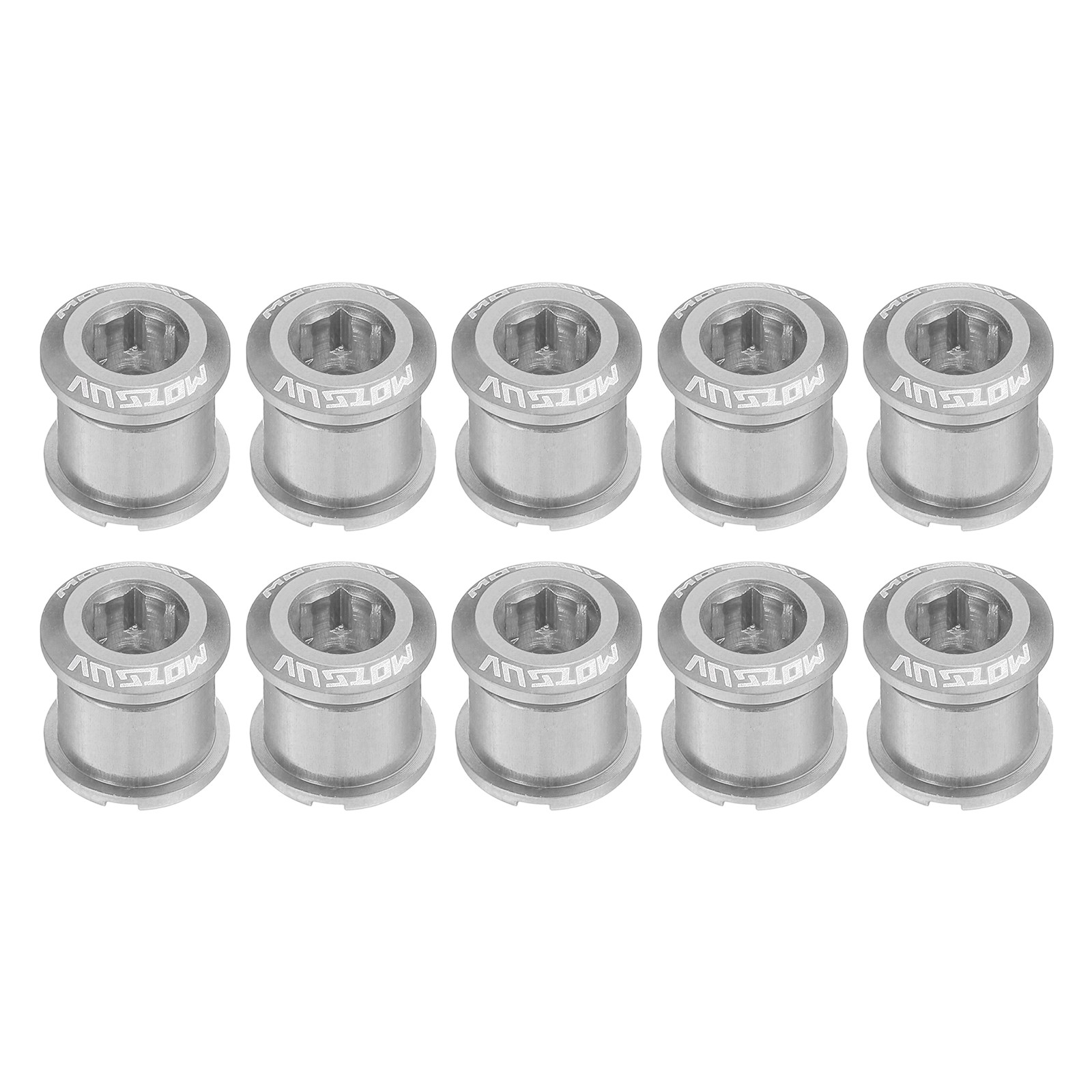 10pcs Double Chain Ring Bolts M8 Aluminum Alloy Bike Chainwheel Screws, Silver