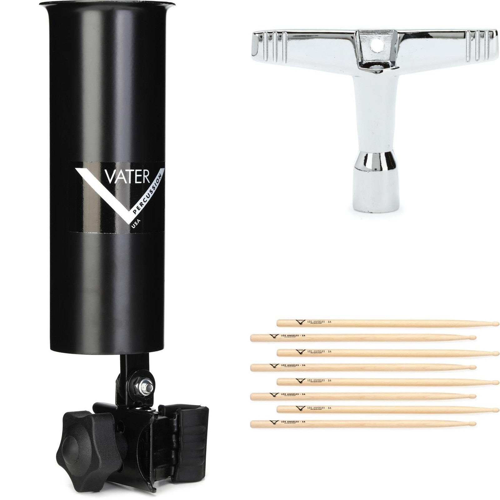 Vater Drumstick Holder with Sticks and Drum Key