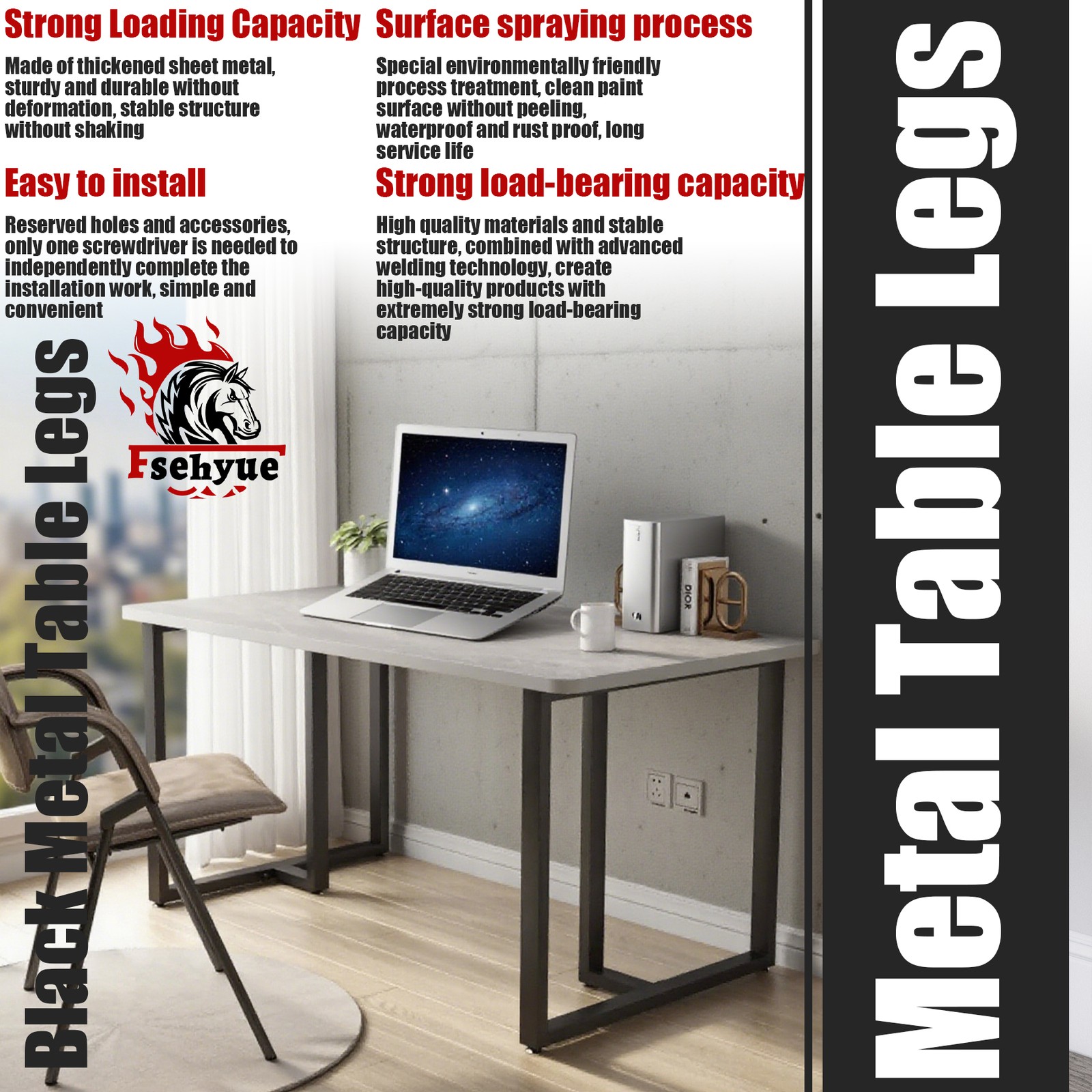 28"x24" Heavy Duty T-Shape Legs for Industrial Furniture Table and Desk