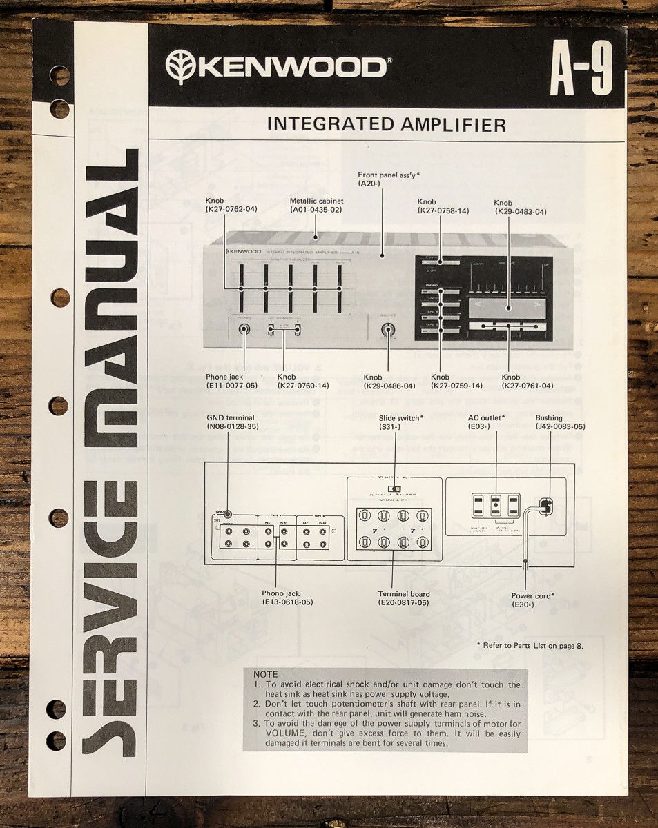 Kenwood A-9 Amplifier Service Manual *Original*