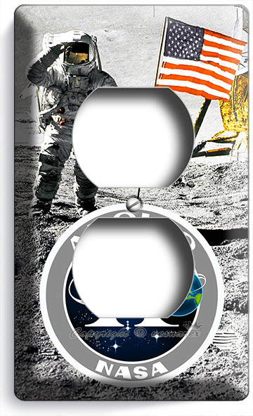 NASA SPACE ASTRONAUT APOLLO MOON LANDING PROGRAM OUTLET WALL PLATE ROOM HD DECOR