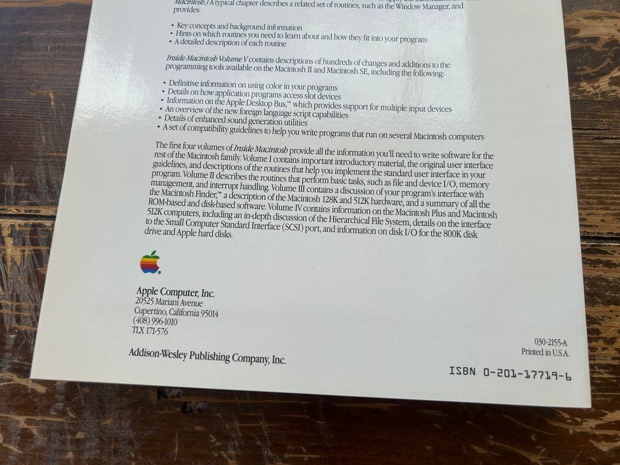 Vintage Apple Inside Macintosh Volume V 1988 Hardcover Developer Book