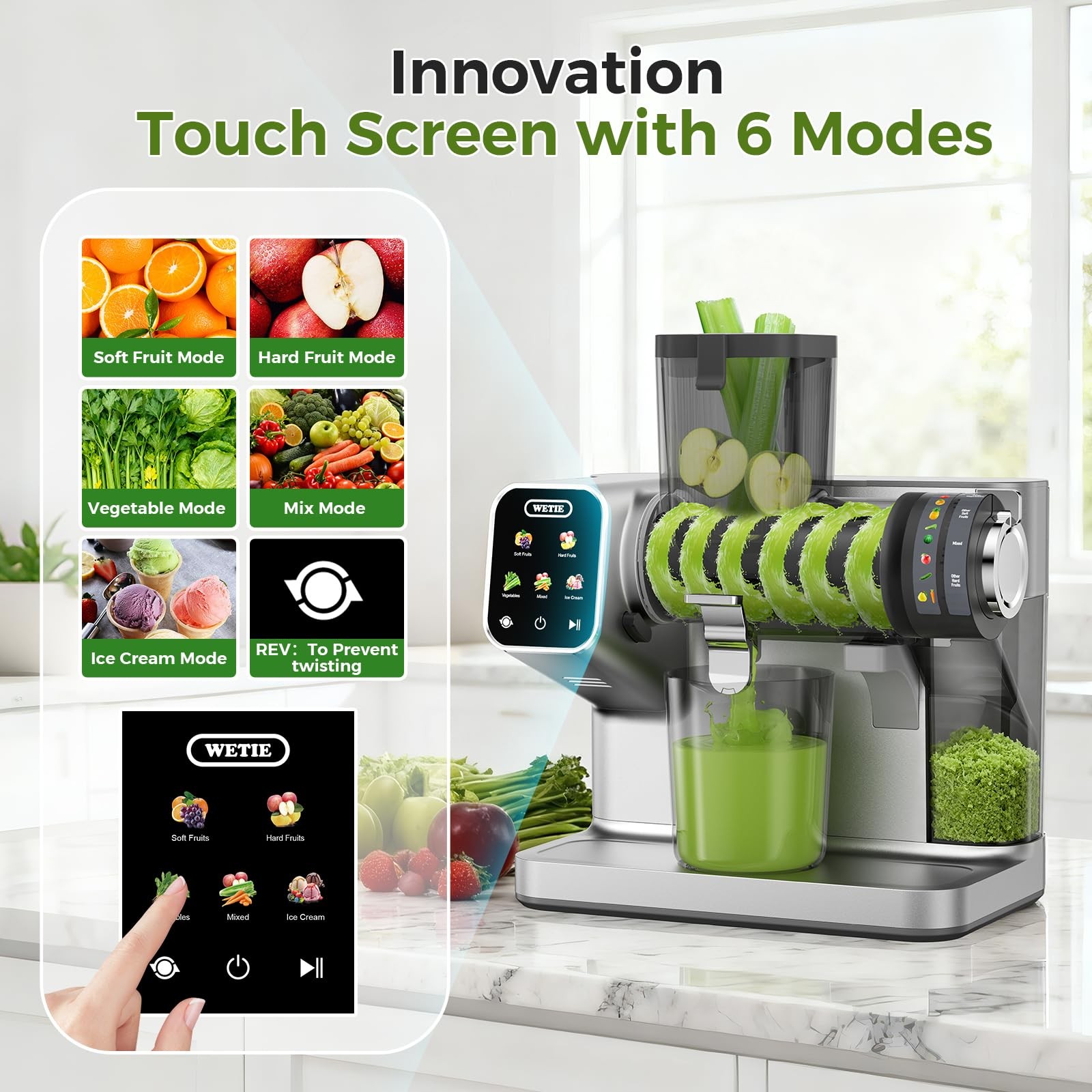 Cold Press Juicer, Powerful Juicer Machines with Adjustable Juicing Pressure,...
