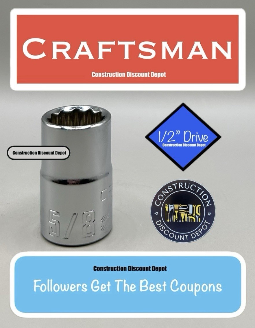 CRAFTSMAN Shallow Socket SAE 1/2" Drive 5/8" 12 Point CMMT47505