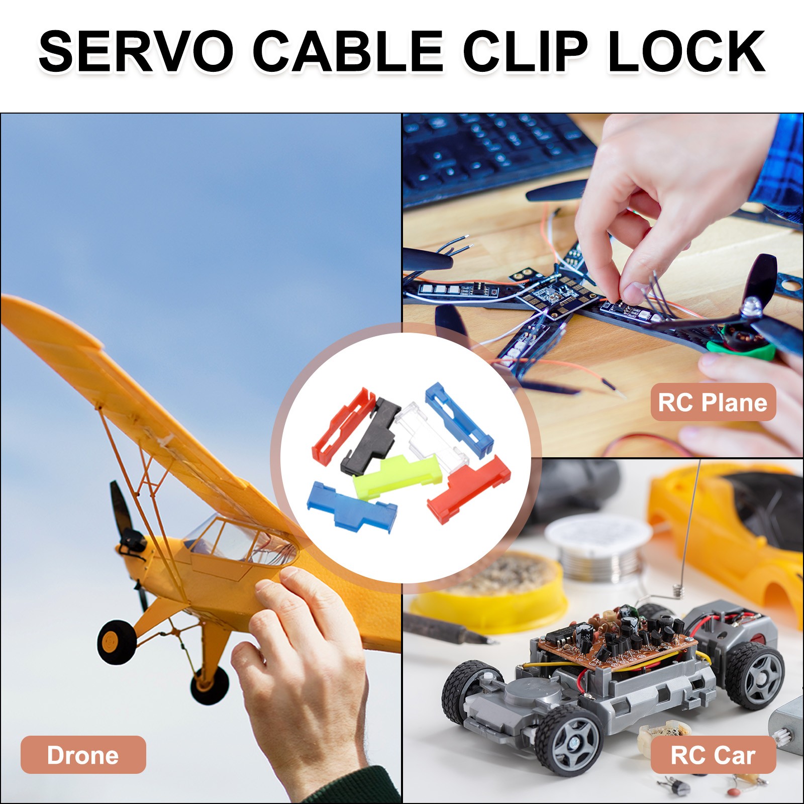 60 Pcs Servo Extension Cable Clips Lock Connector Wire Buckle Clear