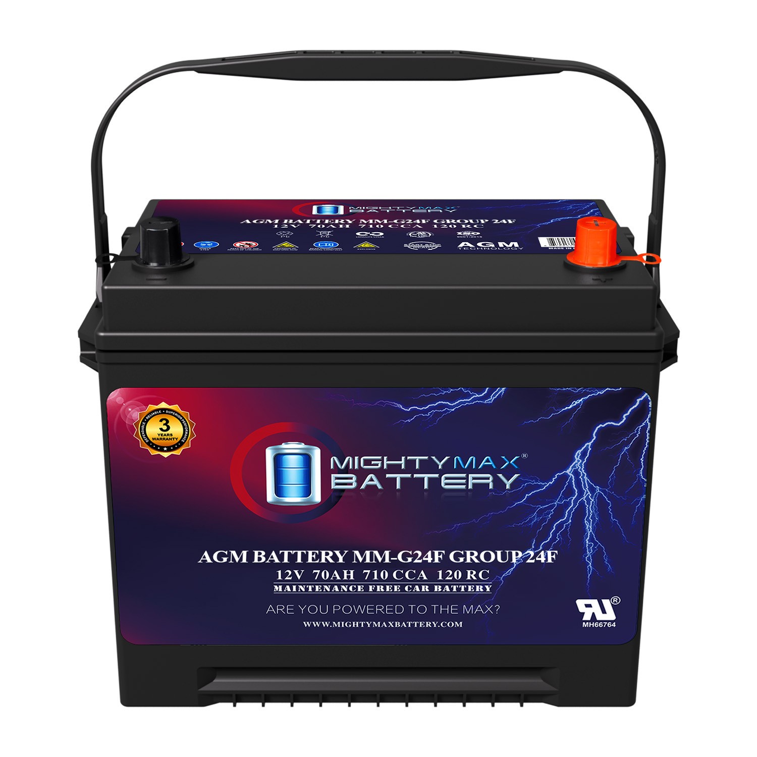 Mighty Max MM-G24F Group 24F 12V 70Ah AGM Replaces International M800 5Liter 69