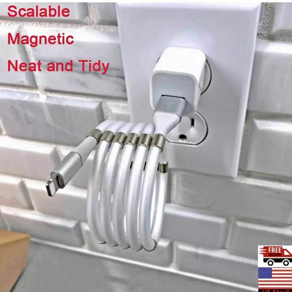 Magnetic Coiled Charging Cable Cord for Apple iPhone 14 13 12 11 Pro Max X XS