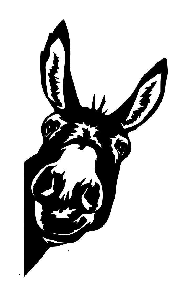 Donkey Peeking Decal #1 3.75"x6.5" Choose Color