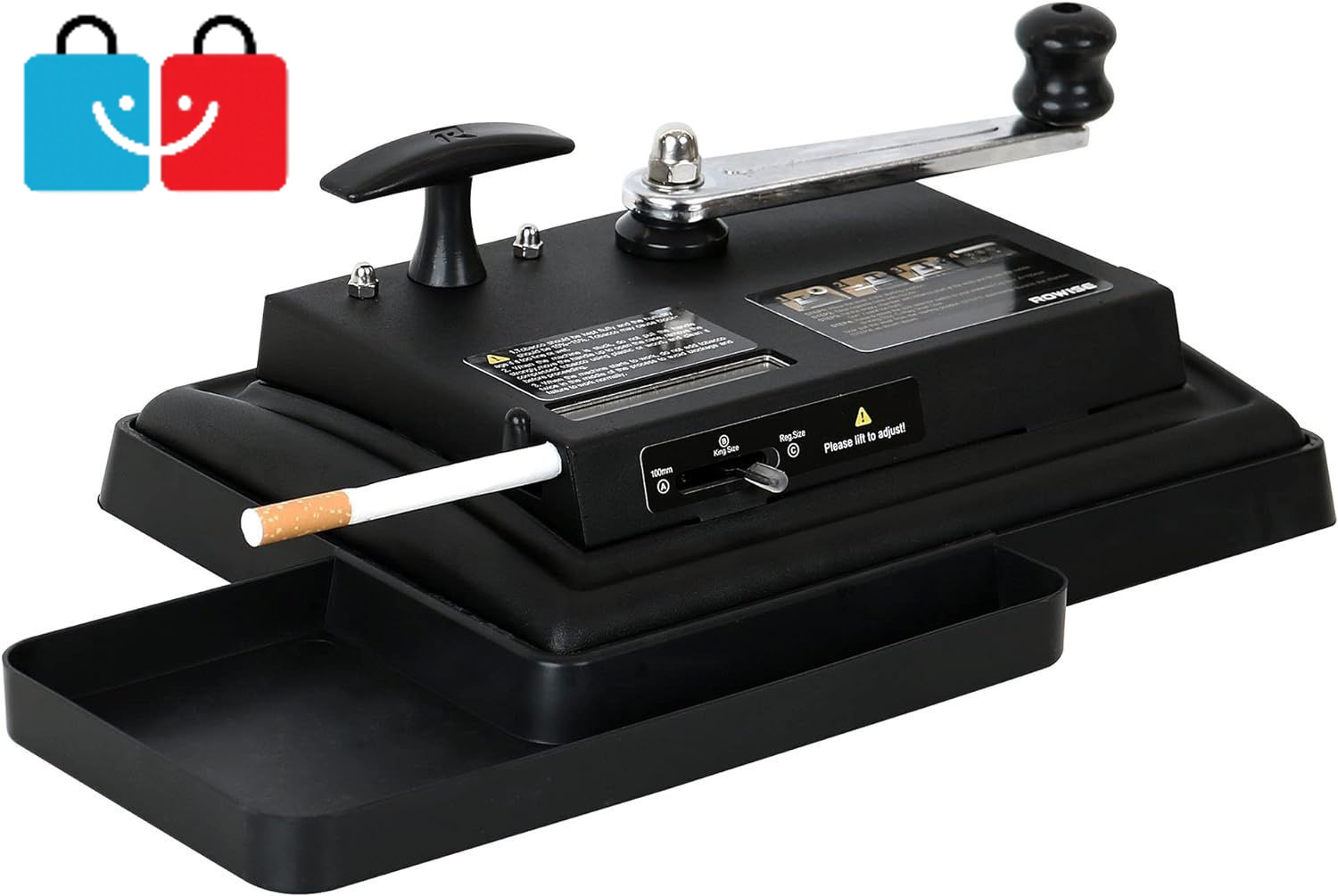 Manual Homemad Cigarette Rolling Machine + Tray & Case, Adjustable for King Size