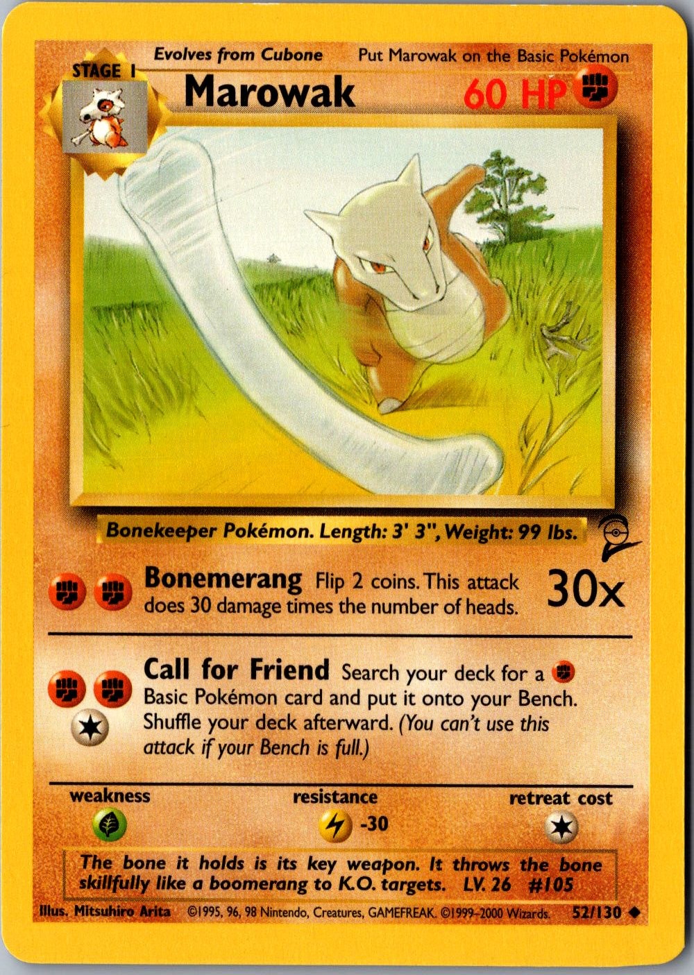 Marowak 052/130 Uncommon Base Set 2 Lightly Played Pokemon Card TCG Single