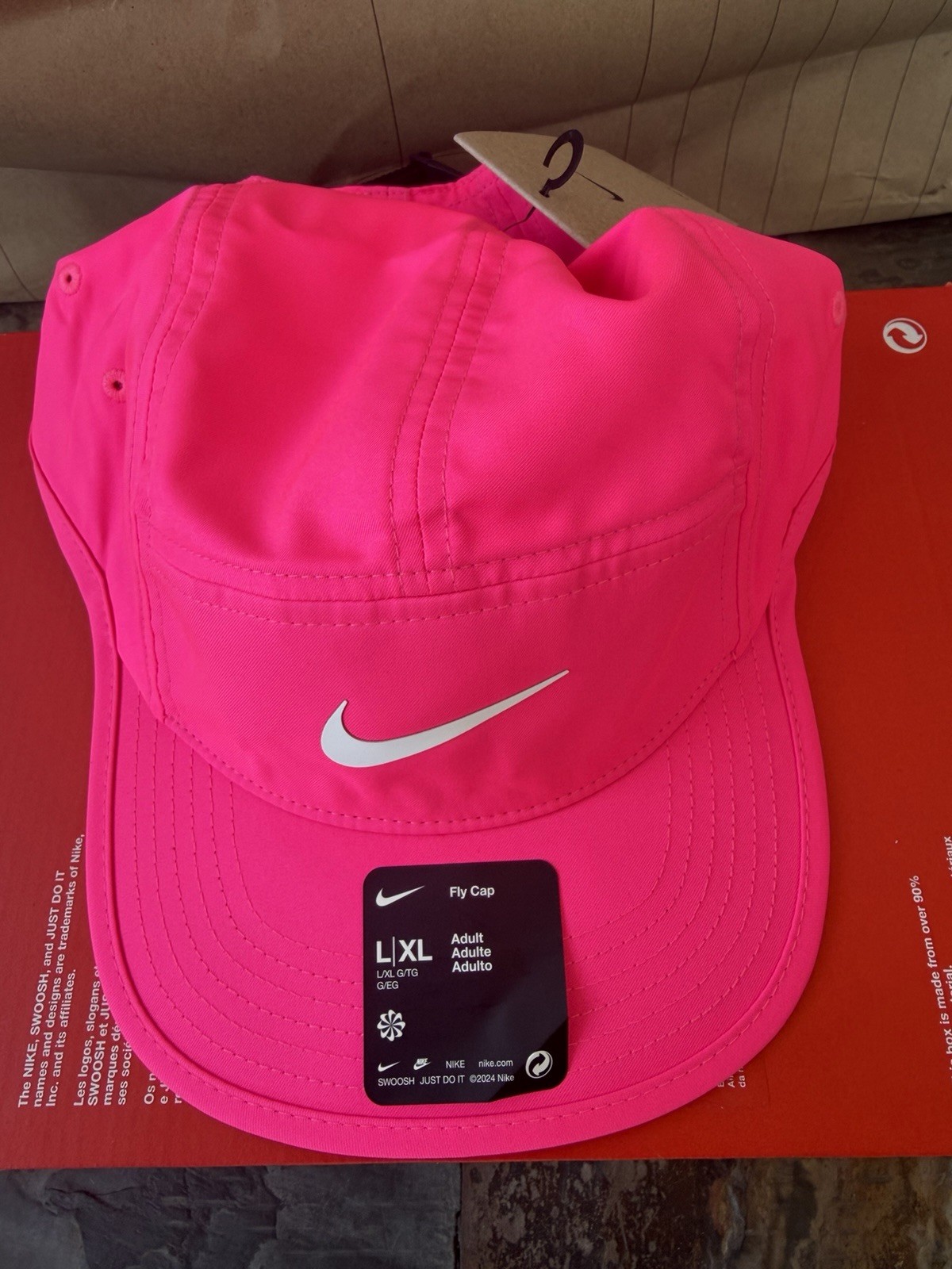 Nike Fly Dri-FIT Unstructured Swoosh Running Cap Hat L/XL Hyper Pink FB5624-645